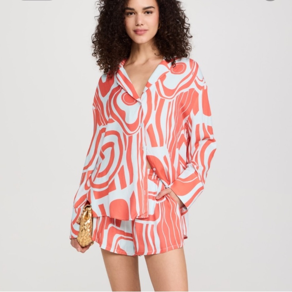 NWT Seven Wonders Sola oversized button down shirt Alba print Large